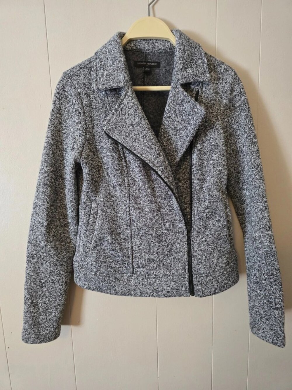 Banana Republic XS Biker Jacket Zip Pockets Moto Trendy Preppy Classic